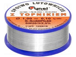 Cositor (fludor) 1,0mm L-Sn60%,Pb40% 250gr