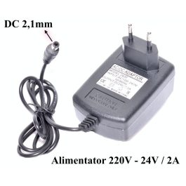 Alimentator SMPS (sursa alimentare in comutatie) AC/DC 24V 2A (2000mA) cu mufa 5,5x2,1mm, cablu DC 85cm