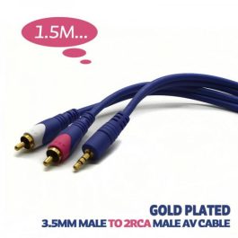 Cablu audio 1,5m 3,5mm Jack stereo tata la 2 x RCA tata, contacte aurite