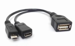 Cablu USB 0,1m A mama la 5 pini micro B tata + 5 pini micro B mama