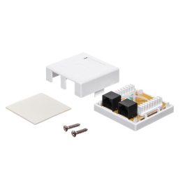 Priza dubla UTP RJ45 CAT6, pe tencuiala, alb