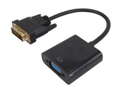 Adaptor, convertor activ DVI-D (24+1) dual link tata la VGA mama, contacte aurite