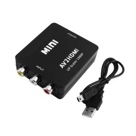 Adaptor mini convertor AV(RCA) la HDMI 720p / Full HD 1080p video si audio stereo, negru