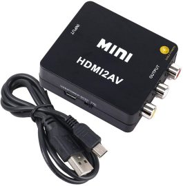 Adaptor mini convertor HDMI 720p / Full HD 1080p video si audio stereo la AV(RCA), negru