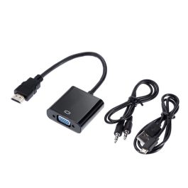 Convertor semnal video, HDMI tata la VGA mama, cu iesire sunet pe jack 3.5mm stereo si alimentare pe micro USB