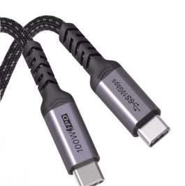 Cablu USB-C (USB3.1, tip C, type C) tata la USB-C (USB3.1, tip C, type C) tata, 1m, negru, 10Gbps, max. 100W
