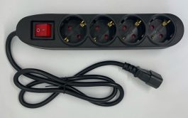 Cablu alimentare IEC320-C14 tata la 4xCEE 7/7 mama, negru, 1m