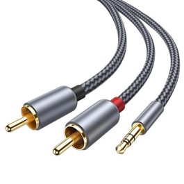 Cablu Audio Jack 3.5mm Tata la 2RCA Tata, 2m, Contacte Aurite