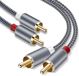Cablu audio 2xRCA-tata la 2xRCA-tata, contacte aurite,  1m