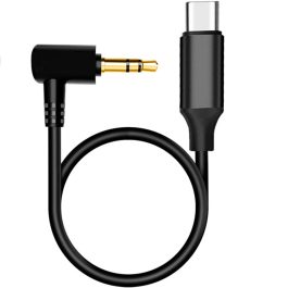 Cablu USB-C (USB3.1) la mufa audio Jack 3,5mm cotit tata, Casti/Boxe/Auto audio, 50cm