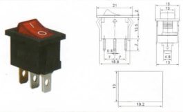 Intrerupator 2 poli 250V 6A 1 buton rosu