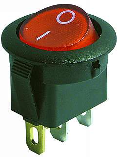 Intrerupator 3 poli 250V 6,5A 1 buton rosu/negru rotund