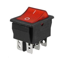 Intrerupator 6 poli 250V 15A 1 buton rosu
