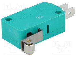 Comutator micro 1 pol, 250V 10A, cu rola pe brat scurt