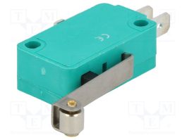 Comutator micro 1 pol, 250V 10A, cu rola pe brat lung