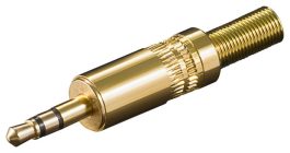 Mufa 3,5mm Jack tata, stereo, metal, contacte aurite, cu protector cablu