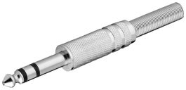 Mufa 6,35mm Jack tata, stereo, metal, cu protector cablu