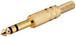 Mufa 6,35mm Jack tata, stereo, metal, contacte aurite, cu protector cablu