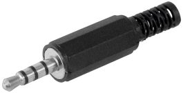 Mufa 3,5mm Jack tata, 4 contacte, stereo, plastic, cu protector cablu