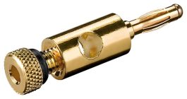 Mufa banana tata, 4mm, cu surub, metal, negru, contacte aurite