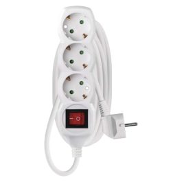Prelungitor 3m 3xSchuko, alb, cu intrerupator