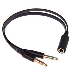 Cablu audio 0,2m 3,5mm 4 contacte stereo mama la 2 x 3,5mm stereo tata