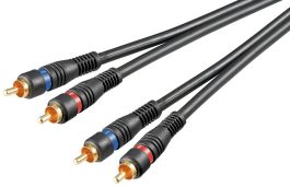 Cablu audio 1,5m 2 x RCA tata la 2 x RCA tata, contacte aurite