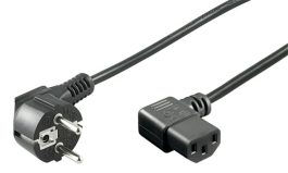 Cablu alimentare PC 2m CEE 7/7 tata 90° la IEC320-C13 mama 90°, negru