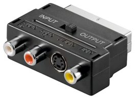 Adaptor SCART tata la 3 x RCA mama + SVHS mama, cu comutator