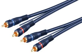 Cablu audio 5m 2 x RCA tata la 2 x RCA tata, cu remote
