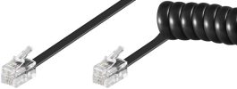 Cablu telefon spiralat 2m RJ10 tata la RJ10 tata, negru