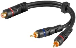 Cablu audio 0,2m RCA mama la 2 x RCA tata