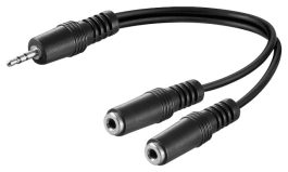 Cablu audio 0,2m 3,5mm Jack stereo tata la 2 x 3,5mm Jack stereo mama