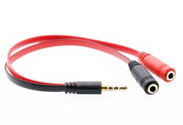 Cablu audio 0,2m 2 x 3,5mm Jack stereo mama la 4 contacte 3,5mm Jack stereo tata, contacte aurite