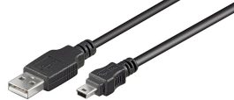 Cablu USB 2.0 1.8m A tata la 5 pini mini B tata, negru, miniUSB