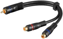 Cablu audio 0,2m RCA tata la 2 x RCA mama