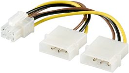 Cablu alimentare 0,15m 2 x 5.25 tata Molex la PCI Express 6 pini