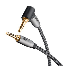 Cablu audio jack 3,5mm stereo tata la 3,5mm stereo tata cotit 90°, 2 m