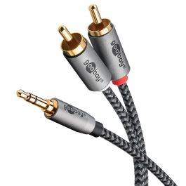 Cablu audio 3,5mm Jack stereo tata la 2 x RCA tata, contacte aurite, 0.5m