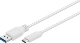 Cablu USB-C (USB3.1, tip C, type C) tata la USB3.0 A tata, alb, 1m