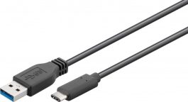 Cablu USB-C (USB3.1, tip C, type C) tata la USB3.0 A tata, negru, 2m