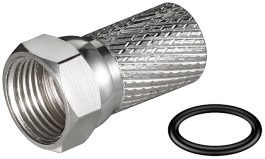 Mufa F pentru cablu coaxial, diametru intern 7,0mm, din cupru si cu garnitura cauciuc