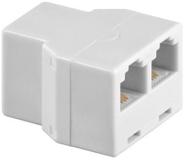 Adaptor modular 6P4C RJ11 mama la 2 x RJ11 mama, alb