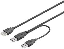 Cablu USB 2.0 0,3m 2 x A tata la A mama, negru