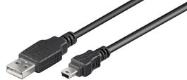 Cablu USB 2.0 1m A tata la 5 pini mini USB B tata, negru