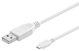 Cablu USB 2.0 1,8m A tata la micro B tata, alb, microUSB