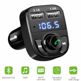 Modulator FM cu Bluetooth V5.0+EDR, slot 2 x USB (1A+3.1A), afisaj LED