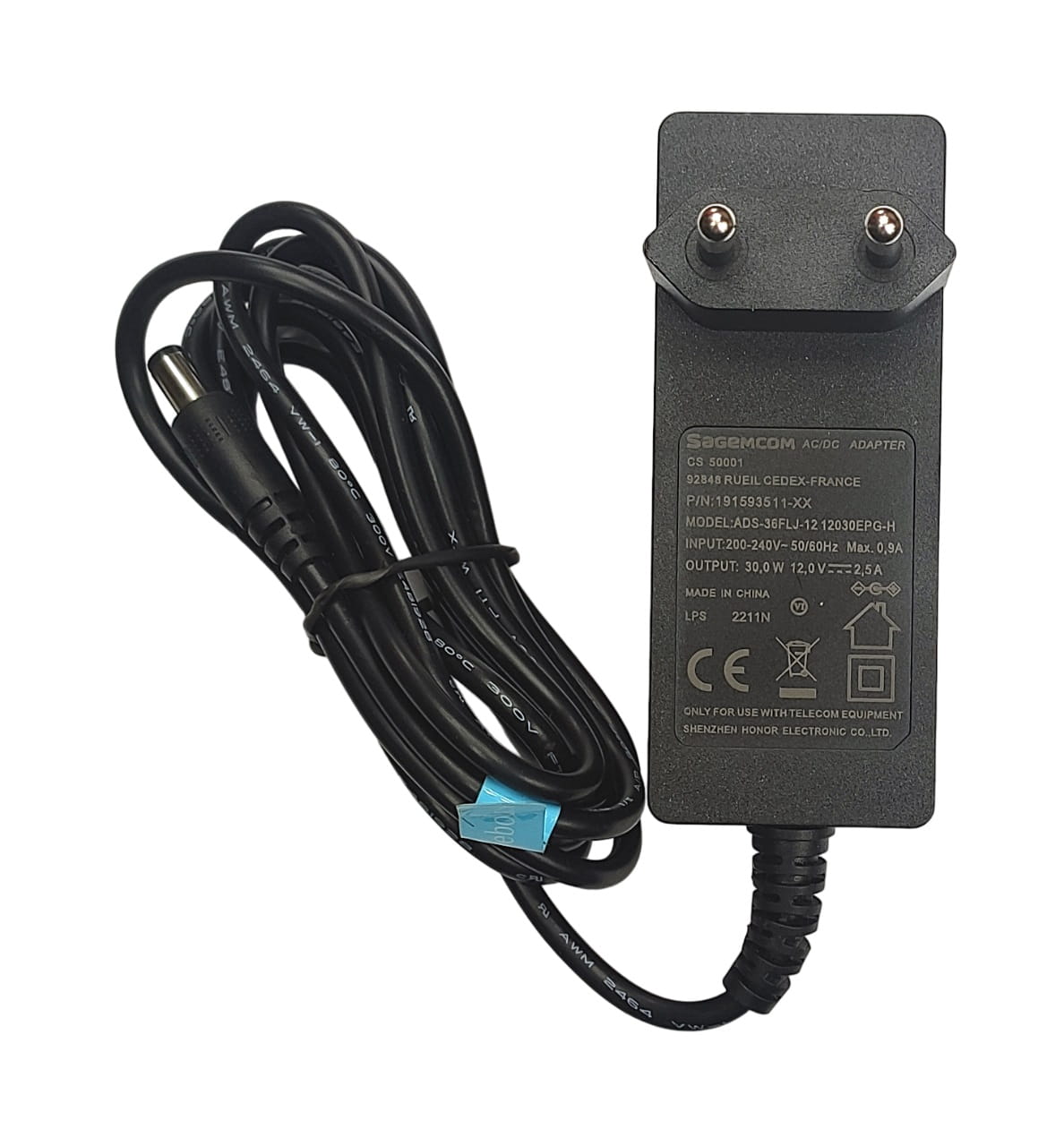 Alimentator SMPS (sursa alimentare in comutatie) AC/DC 12V 2.5A (2500mA) pentru camere cu mufa 5,5×2,1mm, cablu DC 140cm
