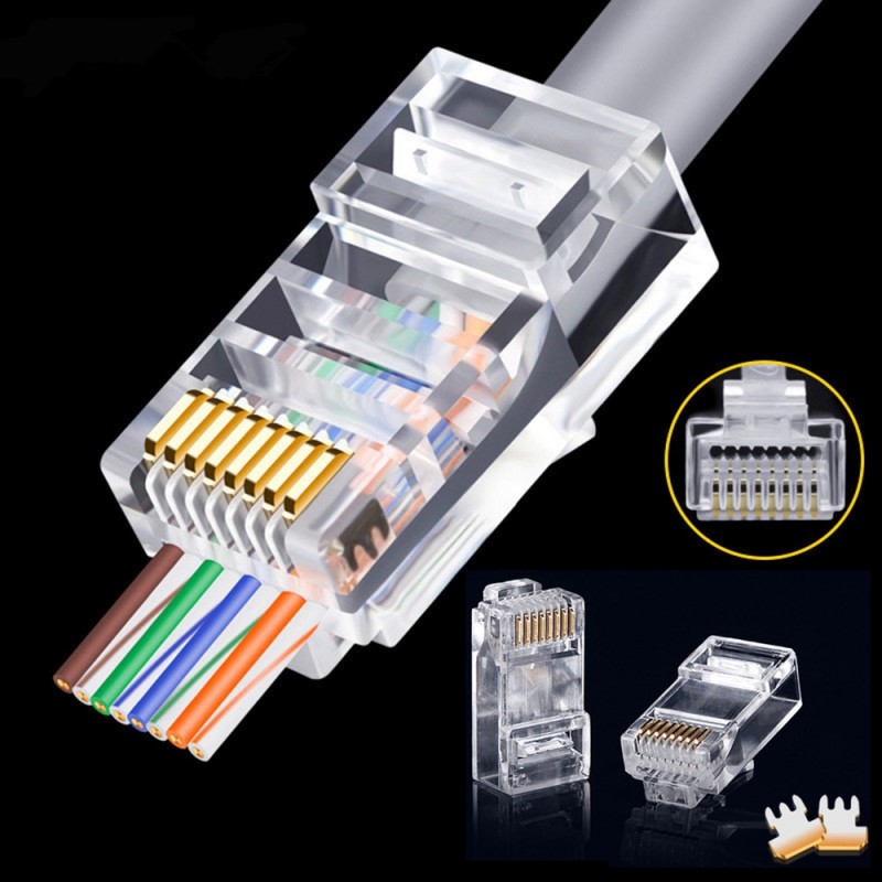 Mufa UTP CAT6 RJ45 (8P8C) cu trecere pentru cablu rotund
