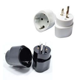 Adaptor Schuko la priză SUA/Japonia tip B (NEMA 5-15) cu pământare, alb/negru